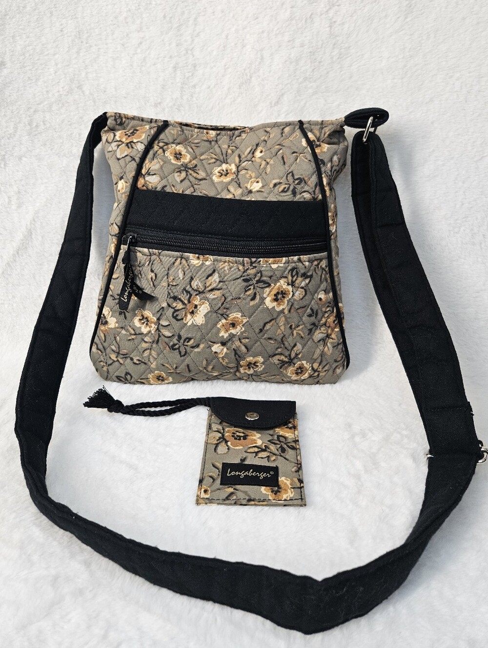 Longaberger Homestead Quilted Crossbody Bag And Matching ID Card Holder Set
